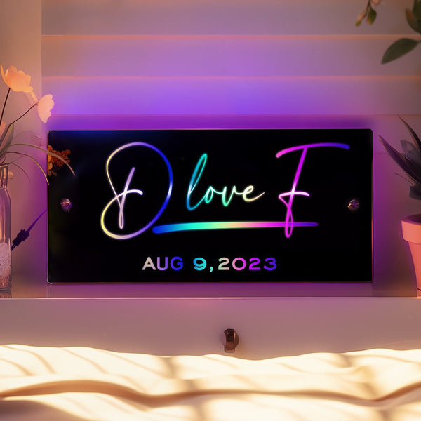 Personalized Valentine's Gifts Custom Name Mirror Sign Personalised LED illuminated Light-Up Bedroom Sign Unique Valentine's Gifts - photomoonlampau