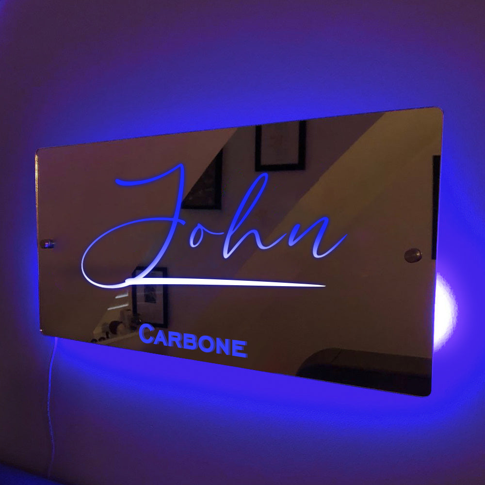 Custom Name Mirror Sign Personalised LED illuminated Light-Up Bedroom Sign