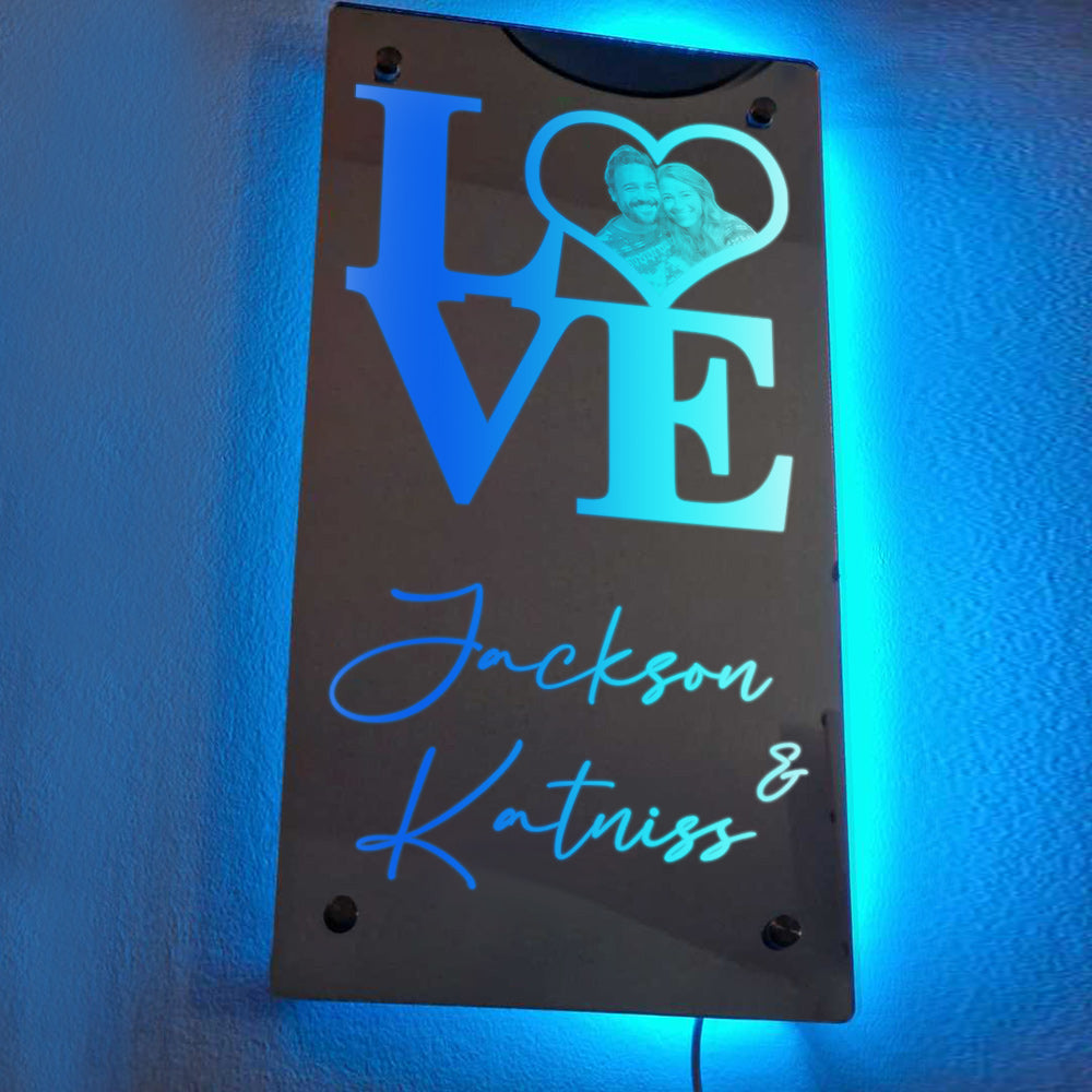 Personalized Name Heart Photo LOVE Mirror Light Couple Gift
